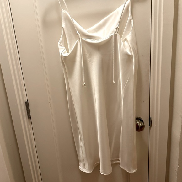 Ivory White Satin Slip Dress - Picture 3 of 7